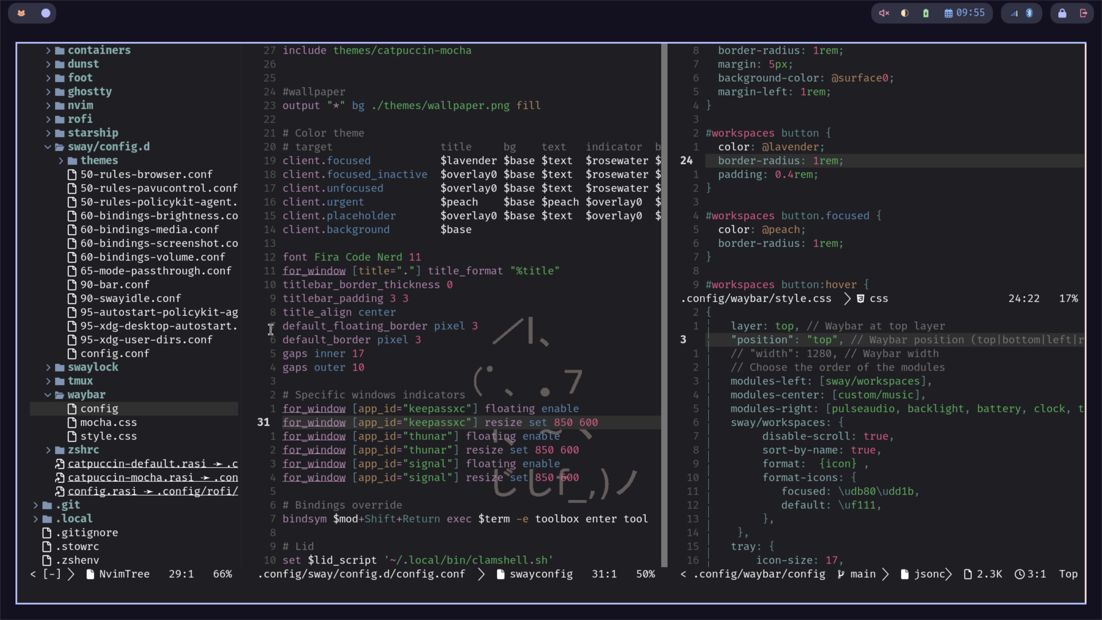 Desktop screenshot and Neovim